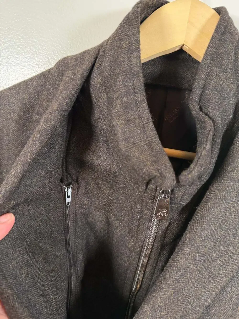 Corneliani ID Sport Jacket Cashmere Wool Size US 44 IT 54 Detachable Vest Brown